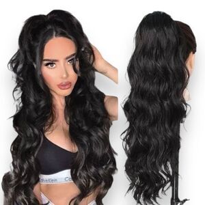 Dark Brown Black Pony Tail Hair Extension Wigs NEW
